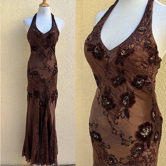 Vintage 90’s 100% Silk Beaded Dress Vintage Beaded Dress Lace Dress Silk Prom - Picture 1 of 17